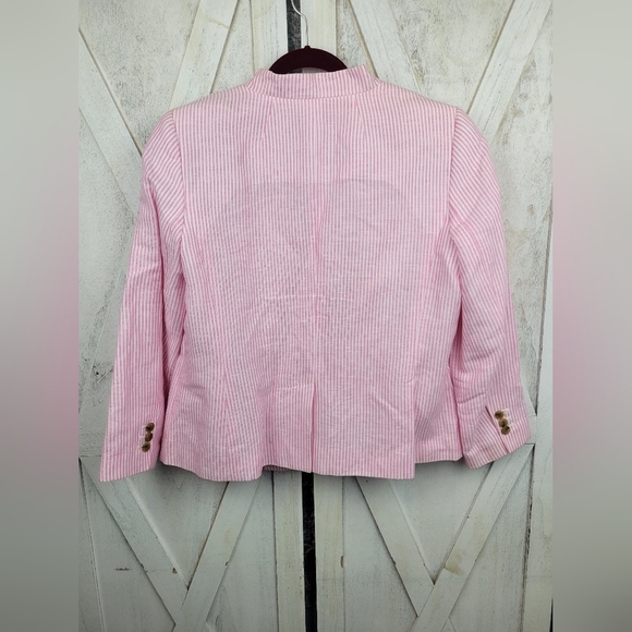 Talbots Stripe Lightweight Linen Cotton Woman Blazer Size 16P - Picture 5 of 15